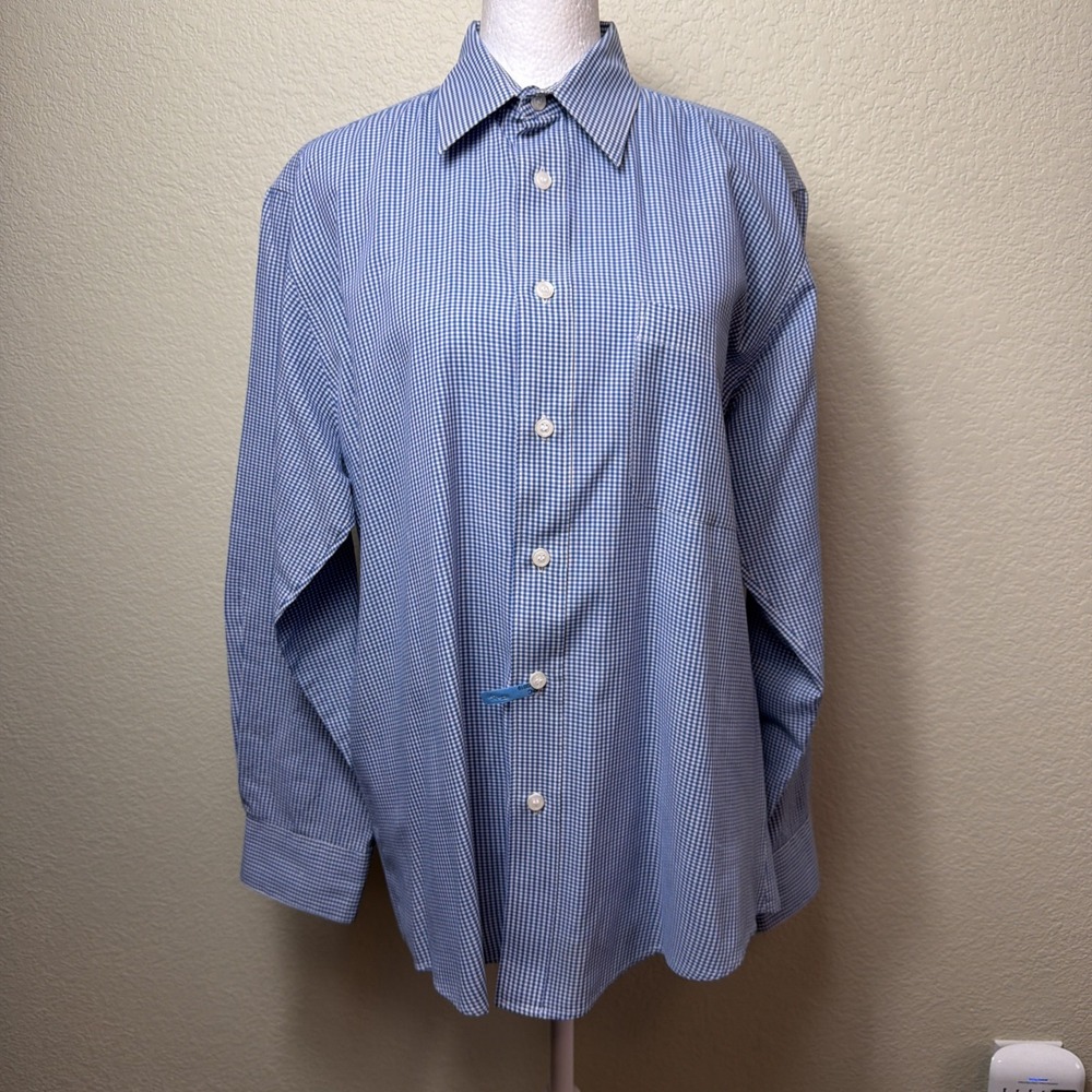 Mili Designs Shirt Womens S Blue Gingham Plaid Long Sleeve Button Up Vintage 90s